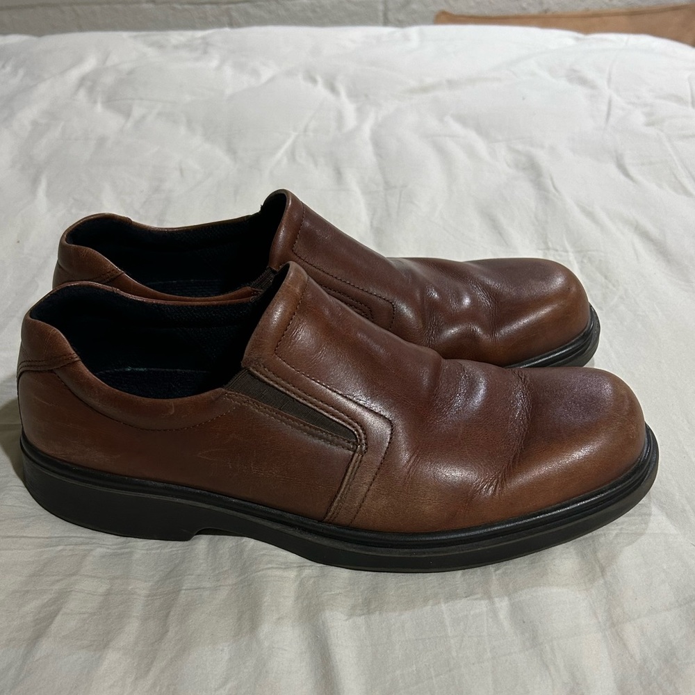 Ecco mens size EU 46 brown slip on shoes.